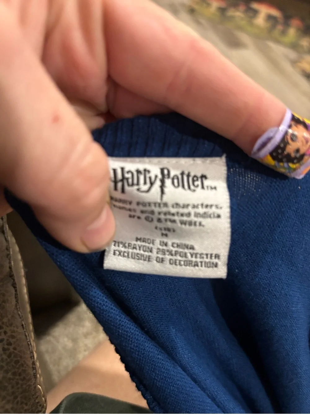 Women's Blue V-Neck Button Cardigan with Crest Detail